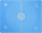 Silicone Baking Mat for Pastry Rolling Dough with Measurements,19.7" x 15.7" BPA Free Non stick and Non Slip Blue Table Sheet Baking Supplies for Bake Pizza Cake