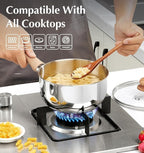 KOCH SYSTEME CS Stainless Steel Saucepan, 3 Quart Sauce Pan with Heat-resistant Bakelite Handle, 18/10 Stainless Steel Pot with Lid, Triply Steel Sauce Pan with Lid, Induction Compatible