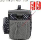 FlowFly Insulated Reusable Lunch Bag Adult Large Lunch Box for Women and Men with Adjustable Shoulder Strap,Front Zipper Pocket and Dual Large Mesh Side Pockets,Alphabet