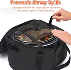 Portable Slow Cooker Travel Bag, Insulated Carrier Case for Most 4, 5, 6, 7, 8 Quart Crock, Internal Mesh Net Holds Pot in Place, Slow Cooker Carrier