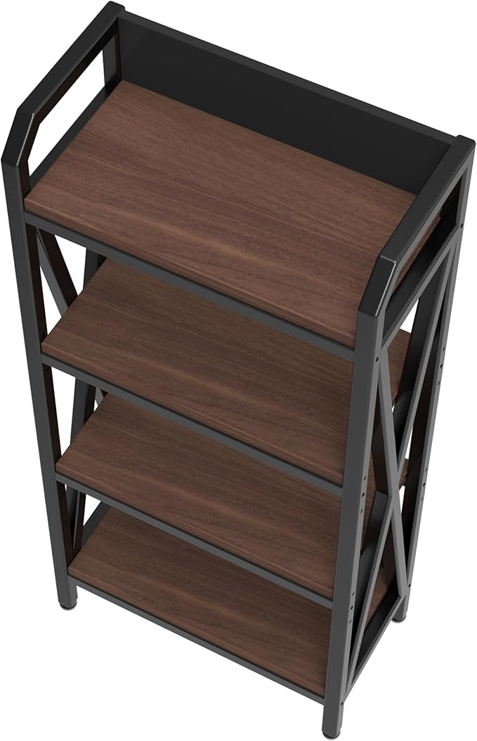 KEIKI 4-Tier Kitchen Bakers Rack with Storage, 55'' Bookcase Shelf Adjustable Shelves Freestanding, Microwave Stand, Bakers Rack for Kitchen, Garage, Pantry, Bathroom
