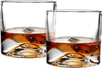 LIITON Denali Mountain Heavy Crystal Whiskey Glasses Gift Set of 2, Thick Freezable Bourbon Glass 1lb Each, Premium Whiskey Gifts for Men, Frozen Crystal Chills Cocktails, 10 oz