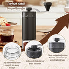Portable Manual Coffee Grinder with 40 Adjustable Settings,Hand Coffee Bean Mill with 30g Capacity & Crank for Travel Camping Office Home(Ceramic)