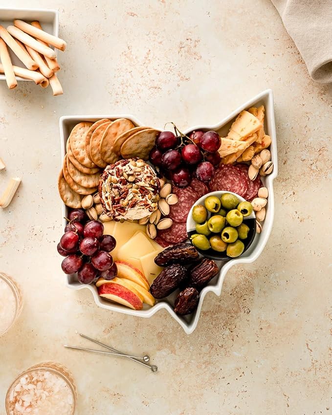 Ohio Shaped Baking Dish Serving Platter or Decorative Tray Charming Porcelain Bakeware Oven Microwave and Dishwasher Safe