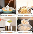 P&P CHEF Silicone Cooking Utensils Set, 8-Piece Kitchen Cooking Utensil with Wooden Handle, Silicone Spatula for Nonstick Cookware, Heat-proof & Easy Clean, Khaki