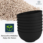 Homienly 60 OZ Salad Bowls,Large Soup Bowls Set of 8,Wheat Straw Bowl Sets,Unbreakable Large Serving Bowls,Big Cereal Bowl for Kitchen, Salad, Soup, Microwave and Dishwasher Safe Bowl - Black