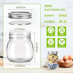 10 oz Mason Jars with Lids 24pack,Glass Mason Jars with Lids-Mason Jars 10 oz for Jam,Honey, Beans, Wedding Favors,Vegetables (10 fl. oz, Set of 24)