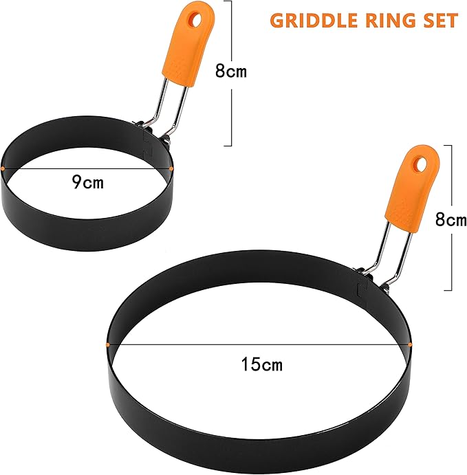 4 Pcs Egg Rings for Frying Eggs Stainless Steel Pancake Rings for Griddle Nonstick Fried Egg Rings for Muffins (Set of 4)