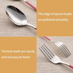 20-Piece Pink Silverware Set 18/0 Stainless Steel Silverware Set Pink Handle Cutlery Set Service for 4 Dinner Knives Forks Spoons Set Flatware Set Finish Dishwasher Safe
