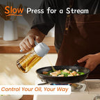 TrendPlain 16oz/470ml Glass Olive Oil Sprayer for Cooking – 2 in 1 Olive Oil Dispenser Bottle for Kitchen Gadgets and Air Fryer Accessories, Salad, BBQ - Black & Ash