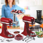 Meat Grinder&Slicer Shredder Attachments for KitchenAid Stand Mixer, Metal Food Grinder with Sausage Stuffer Tubes, Cheese Grater Attachment Salad Maker, Burger Press For KitchenAid Mixer Accessories