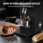 Huanyu Commercial Coffee Grinder with 64mm Flat Burr Anti-Flying Grounds Outlet 26oz Lotus Hopper 8 Stepless Settings Electric Coffee Grinders with Smart Touchscreen for Cafés Restaurants