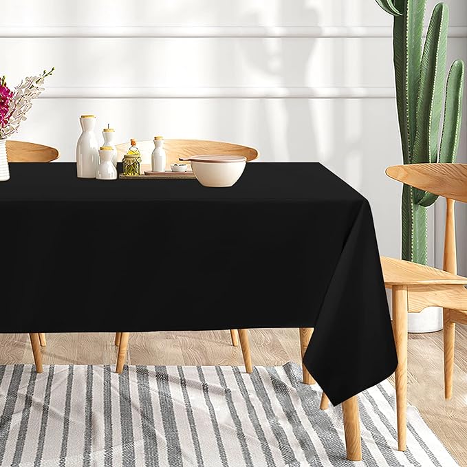 sancua 10 Pack Black Tablecloth 60 x 102 Inch, Rectangle Table Cloth for 6 Feet Tables - Stain and Wrinkle Resistant Washable Polyester Table Cover for Dining Tables, Buffet Parties and Camping