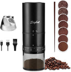 Portable Electric Coffee Grinder - 38 Grind Settings, Conical Burr & Black Stainless Steel Body, Rechargeable Mill for Espresso, Moka Pot, Turkish, Ideal for Camping and Travel