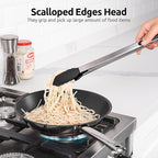 600ºF Heat Resistant Kitchen Tongs: U-Taste 16 inch Extra Long Large Silicone Cooking Tong with Sturdy Non Stick Rubber Tips & Non Slip Silicon Coated 18/8 Stainless Steel Handle for Grill BBQ (Black)