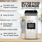 Shazo Airtight Food Storage Containers with Lids - 6 PC BPA Free Clear Plastic Cereal Containers with Easy Lock Lids for Kitchen and Pantry Organization for Snacks and Pasta - 1.2 L