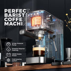 Espresso Machine - 20 Bar Coffee Maker with Milk Frother Steam Wand, Cold Brew Iced Coffee Maker, 1450W Semi-Automatic Coffee Machine with 34oz Water Tank for Latte