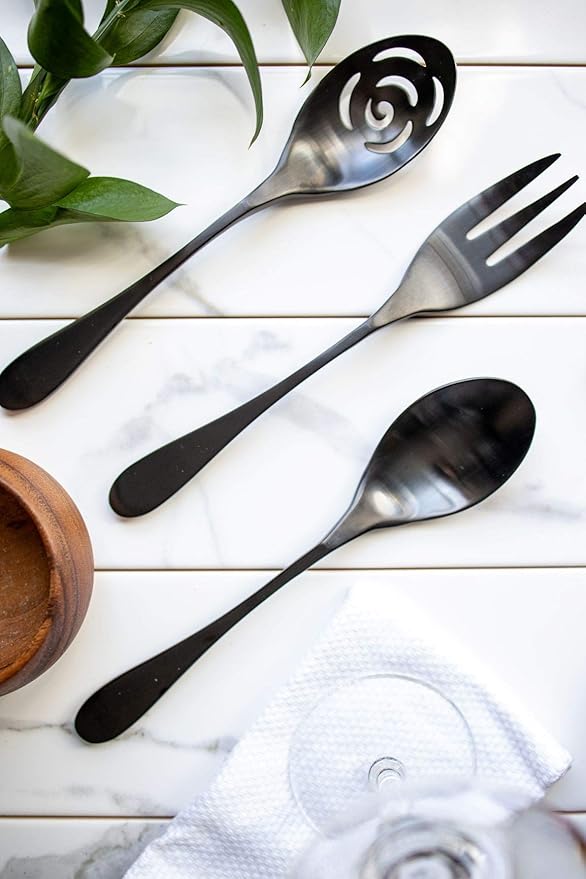 Knork Titanium Coated Stainless Steel Serving Set, Matte Black