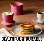 Zulay Kitchen Porcelain Butter Crock With Lid & Knife - Authentic French Butter Dish For Fresh & Spreadable Butter - Dragonfruit