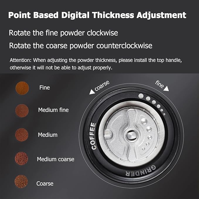 Manual Coffee Grinder with Double Bearing System Coffee Bean Grinder, 25g Capacity Hand Coffee Grinder, Stainless Steel 6-Star Burr Mill (GRAY, 6star-stainless steel)