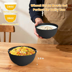 Homienly Cereal Bowl Set, Wheat Straw Bowls for Kitchen, Unbreakable Lightweight Bowl Set of 8, Microwave and Dishwasher Safe Bowls, Reusable Bowl for Serving, Cereal, Snack,Fruit(Black, 26 OZ)