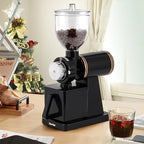 Burr Coffee Grinder Electric Espresso Grinder Commercial & Homeuse Silent Small Coffee Bean Grinder with Hopper Adjustable Grind, With Brush, Spoon, Black