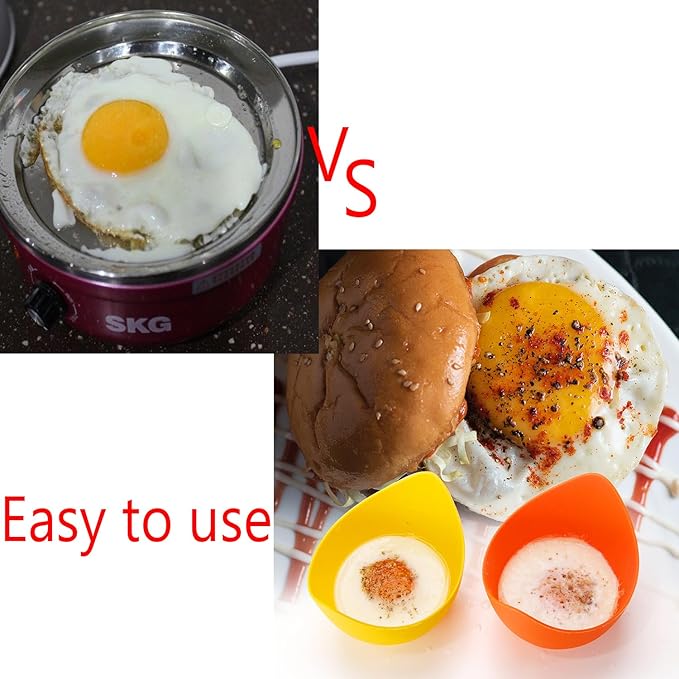 4pcs Silicone Egg Poacher Cups with BONUS Oil Brush, Nonstick Egg Poaching Cups for Air Fryer, Baking oven or Stovetop Egg Cooking, BPA Free.