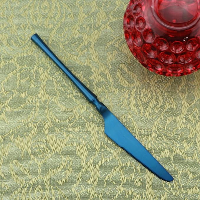 Gugrida Unique & Beautiful Flatware Set - 5 Piece Iridescent Silverware Sets | 18/10 Stainless Steel Reusable Cutlery Set | Blue Utensils Service For 1 with Dessert Fork, Knife, Spoon, Dinner Fork