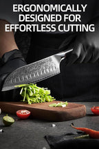 KIMROSE Damascus Knife Set - 3PCS - High-Carbon 10Cr15CoMoV Alloy Steel - Professional Chef Knife - G10 Handle - Razor Sharp Kitchen Knives - Magnetic Sheath - Gift Box