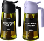 CXINYI - 16oz/470ml Olive Oil Dispenser for Kitchen with Stickers - 2 in 1 Olive Oil Sprayer for Cooking, Air Fryer, and Salad, Black&Purple (Light-Proof Kitchen Gadget)