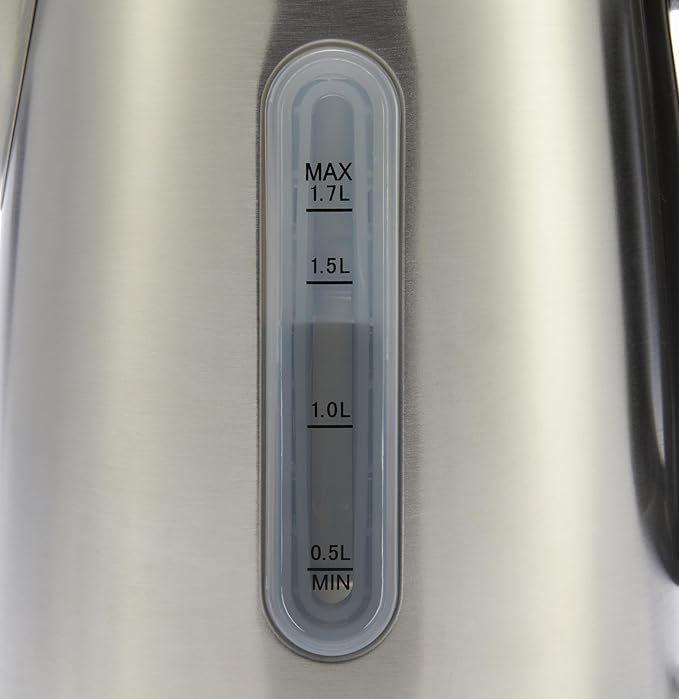 Amazon Basics Electric Stainless Steel Kettle for Tea and Coffee, BPA-Free, Fast Boiling, Auto Shut-Off, 1.8 Quarts, 1500W, Black and Silver