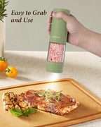 Electric Salt and Pepper Grinder Set - Automatic Refillable Salt and Pepper Grinders with Charging Base & LED Light, 6-Level Adjustable Coarseness with External Dial, Ideal Kitchen Gadget，Green