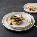 AmorArc Dinner Plates Set of 4, Handcrafted Porcelain Wavy Rim 10.5 Inch Modern Ceramic Plates Set, Dinnerware Dishes for Kitchen-Microwave&Dishwasher&Oven Safe, Chip resistant-Matte White