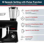 COOKLEE 6-IN-1 Stand Mixer, 8.5 Qt. Multifunctional Electric Kitchen Mixer with 9 Accessories for Most Home Cooks, SM-1507BM (Black)