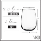 Vikko 12.25 Ounce Stemless Wine Glasses | – Dishwasher Safe – For Parties, Weddings, and Everyday – Great Gift Idea – Set of Six Stemless Wine Glass Tumblers