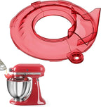 Pouring Shield for KitchenAid Tilt Head 4.5-5QT Stainless Steel (Only),Safety Pouring Shield,Splatter Guard for kitchenaid mixer bowl,Kitchen Aid Stand Mixers (Transparent Red, for 4.5-5 QT)
