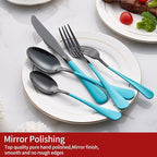 20-Piece Lake Blue Stainless Steel Silverware Set - 18/0 Cutlery, Dinner Knives, Forks, Spoons - Dishwasher Safe