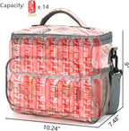 FlowFly Insulated Reusable Lunch Bag Adult Large Lunch Box for Women and Men with Adjustable Shoulder Strap,Front Zipper Pocket and Dual Large Mesh Side Pockets,Rose