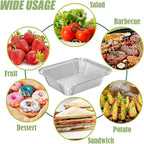 50 PACK 8.3"x6.2" Disposable Tin Foil Pans with Lids 2.25LB Aluminum Pans To Go Containers for Cooking, Baking, Catering Party Meal Prep, Take Out, Freeze