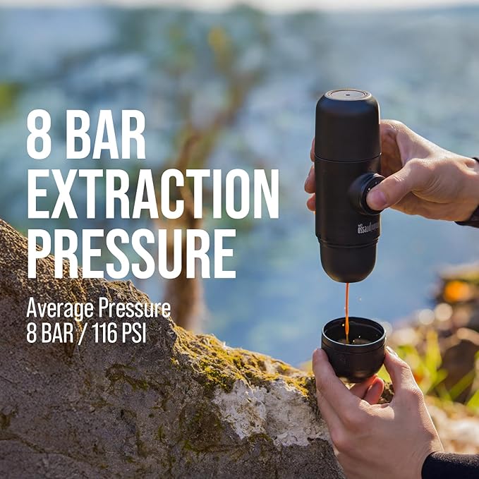 WACACO Minipresso GR, Portable Espresso Machine, Compatible Ground Coffee, Hand Coffee Make, Travel Gadgets, Manually Operated, Perfect for Camping
