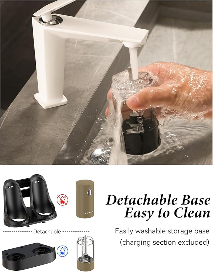 Electric Salt and Pepper Grinder Set - Automatic Refillable Salt and Pepper Grinders with Charging Base & LED Light, 6-Level Adjustable Coarseness with External Dial, Ideal Kitchen Gadget，Brown