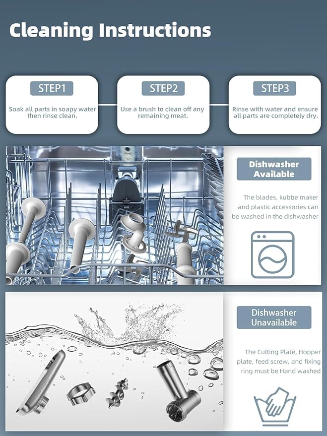 Oaomi 3200W Max Electric Meat Grinder & Sausage Stuffer - Mincer Machine with Tool 1 Blade And 3 Plates, 3 Tubes & Kubbe Kit Tool for Home Kitchen Use（Black）