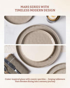 Famiware Mars Plates and Bowls Set, 18 Pieces Dinnerware Sets, Dishes Set for 6, Cinnamon Brown