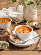 LE TAUCI Dishes Set for 4, Stoneware Plates and Bowls Set, Farmhouse Ceramic Dinnerware, Microwave & Dishwasher Safe, Stackable,12-Piece, White (10" Dinner+8" Salad Plates+6" Bowls)