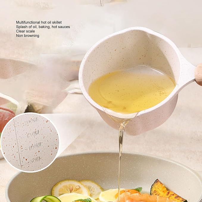 Mini Milk Warmer Pot, 9.5oz/280ml Nonstick Sauce Pan Butter Melting Pot for Stove Top, Small Coffee Milk Warmer with Pour Spout for Home Kitchen Restaurant Cooking, Heating, Boiling (White)