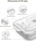 MALACASA Casserole Dish With Lid, 3.4 Quart Baking Dish With Lid, Lasagna Pan Deep Ceramic Bakeware Covered Casserole Dish, Microwave, Oven Safe, Series BAKE-GREY