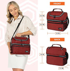 OPUX Lunch Box For Men Women, Insulated Large Lunch Bag Adult Work, Double Decker Lunchbox Meal Prep, Dual Compartment Leakproof Lunch Cooler, Soft Lunch Pail Tote Boys Girls Kids School, Red 16 Cans
