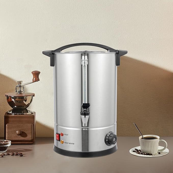 Coffee Urn, 80 Cup Coffee Percolator Commercial Coffee Maker, 12L Dual Wall Stainless Steel Coffee Maker Hot Water Beverage Dispenser Electric Coffee Urn For Catering, Wedding, Party