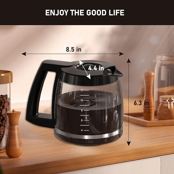 12-Cup Coffee Pot Replacement Compatible with Cuisinart Coffee Maker Models SS-12, SS-15, SS-16, DCC-1100BK, DCC-1200, DCC-2650, CHW-12P1, DGB-400, DGB-550BK, DGB-550BK1, DGB-625BC and DGB-700BC