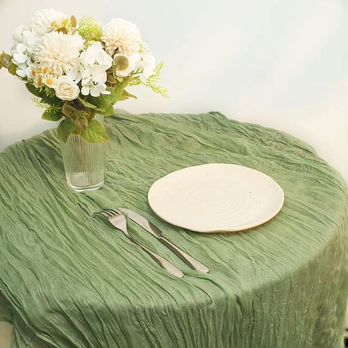 12 Pcs Sage Green Cheesecloth Table Runner 13ft Boho Gauze Cheesecloth Table Runner 160 inch Long for Christmas Wedding Bridal Baby Shower Birthday Table Decorations